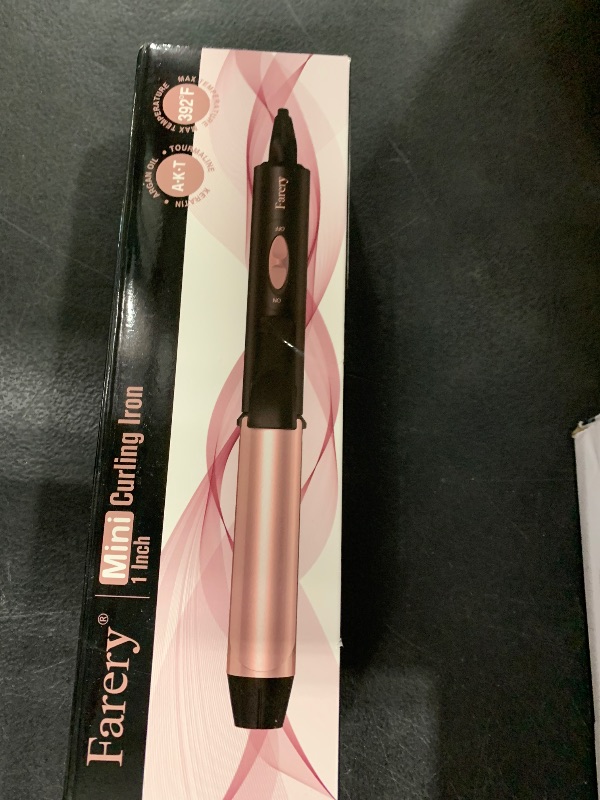 Photo 1 of 1 Inch Dual Voltage Ceramic Curling Iron with Keratin & Argan Oil, Mini Hair Curler, Travel Size with Storage Bag