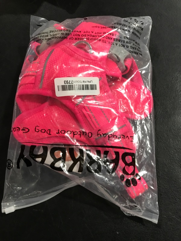 Photo 1 of BARKBAY No Pull Dog Harness Large Reflective Dog Harness with Front Clip and Easy Control Handle for Walking Training Running with ID tag Pocket(Pink,XL)