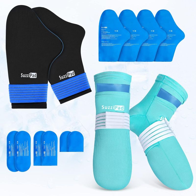Photo 1 of SuzziPad Cold Therapy Socks & Hand Ice Pack, Cooling Gloves for Chemotherapy, Chemo Care Package for Women and Men