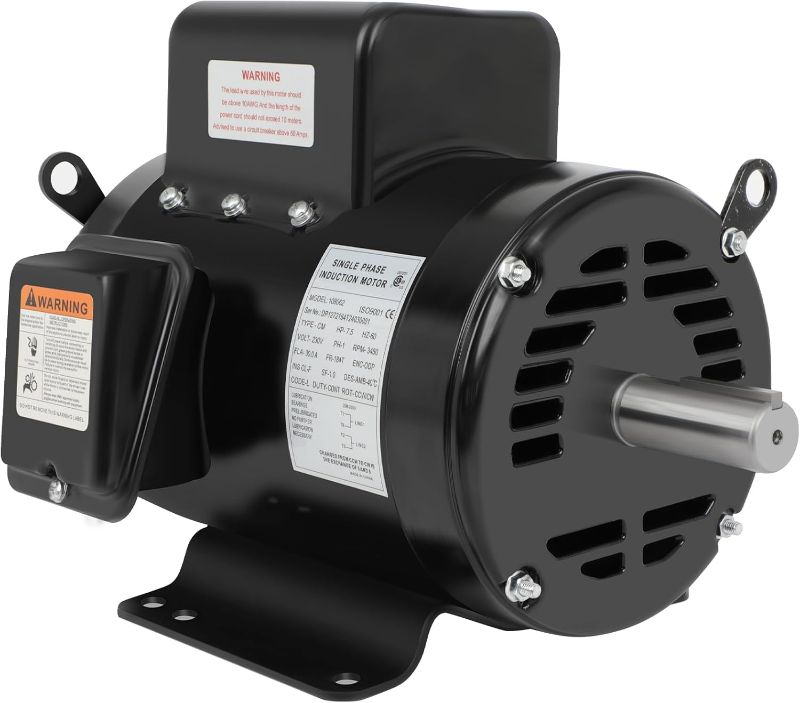 Photo 1 of 7.5HP Air Compressor Motor ODP 3450RPM, Single Phase 184T Frame Motor, 208V-230V, 1-1/8"Shaft Diameter Rolled Steel Shell