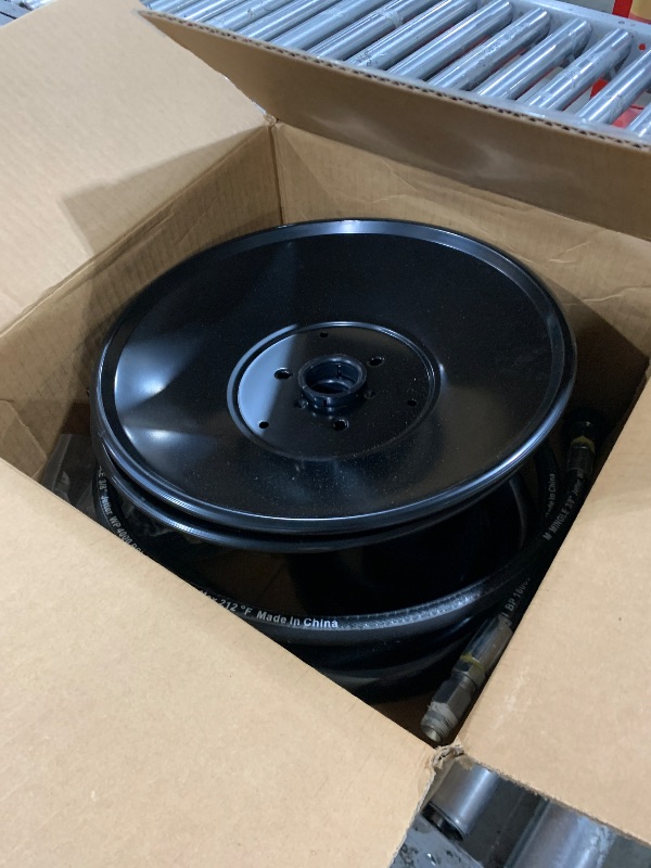 Photo 1 of M MINGLE Pressure Washer Hose Reel 100ft, Heavy Duty Steel Hose Reel, Manual Crank Power Washer Hose Reel with Swivel Arm, 3/8" NPT Outlet Pipe, 4000 PSI