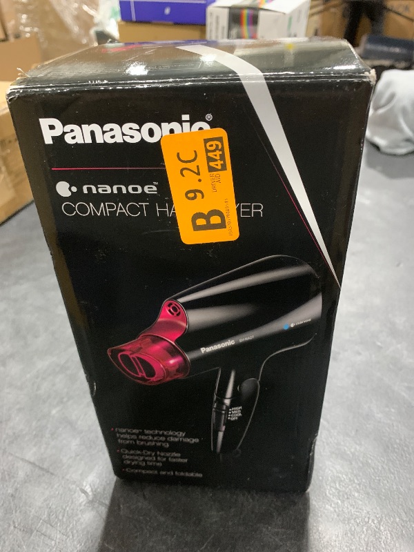 Photo 1 of Panasonic nanoe Compact Hair Dryer for Healthy-Looking Hair, 1400W Portable Hair Dryer with Folding Handling and QuickDry Nozzle for Fast Drying – EH-NA27-K (Black/Pink)