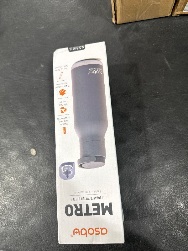 Photo 1 of Asobu Orb Stainless Steel Double Wall Insulated Travel Water Bottle – Lid Doubles as a Cup 14 Ounce (SLATE GRAY)