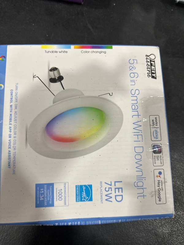 Photo 1 of Feit Electric Smart Recessed Downlights, 5-6 Inch, Wi-Fi LED, Dimmable Color-Changing, 1000 Lumens, 11.1W (75W Equivalent), Voice & App Control, Daylight to Soft White, 50,000 Hour Lifespan