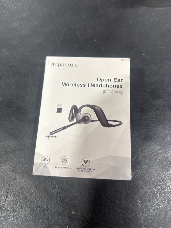Photo 1 of EH09U Bone Conduction Bluetooth Headset with Dual-Mic ENC Noise Cancellation, 16-Hour Talk Time, Multi-Device Pairing, Dongle Included for PC & Smartphone (Black)
