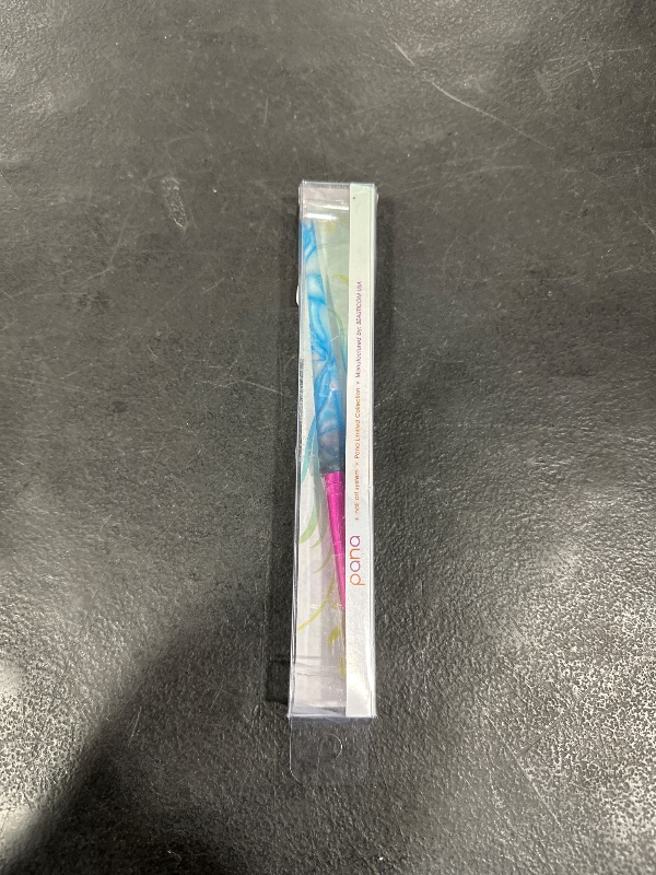 Photo 1 of PANA USA Acrylic Nail Brush Pure Kolinsky Hair Acrylic White Swirl Blue Handle with Pink Ferrule Round Shaped - Size 12