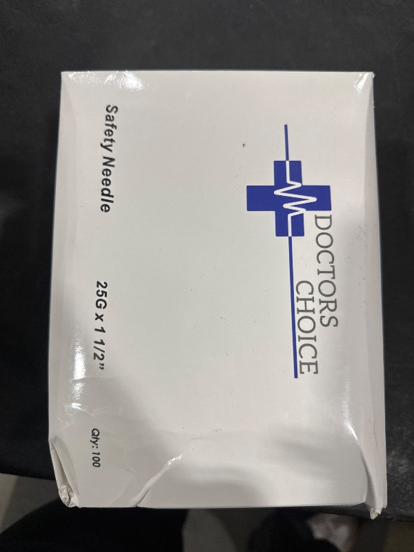 Photo 1 of Safety Needles with Hinged Shield Cover, 25G x 1.5 Inch, Luer Lock Compatible, 100 Count