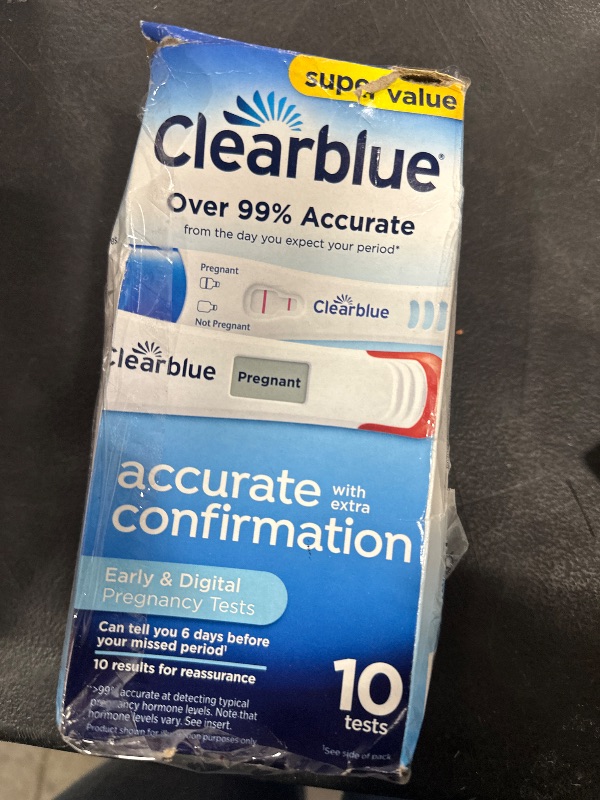 Photo 1 of Clearblue Early Pregnancy Test Kit, at-Home Pregnancy Test Kit for Women, hCG Hormone Pregnancy Tests with Easy-to-Read Results, 10 Tests