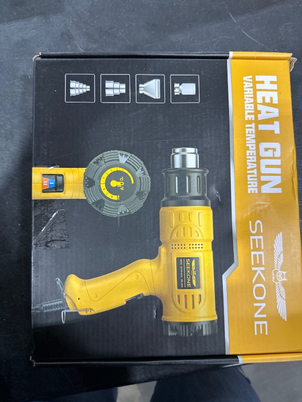 Photo 1 of SEEKONE Heat Gun 1800W 122?-1202??50?- 650??Fast Heating Heavy Duty Hot Air Gun Kit Variable Temperature Control Overheat Protection with 4 Nozzles for Crafts, Shrinking PVC, Stripping Paint(5.2FT)