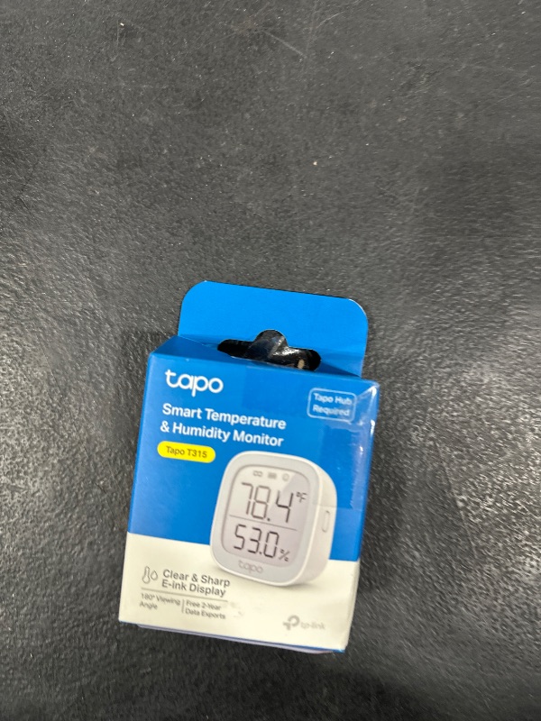 Photo 1 of TP-Link Tapo Smart Temperature and Humidity Monitor | Requires Tapo Hub | 2.7'' E-Ink Display | Swiss-Made Sensor | Real-Time Notification | Visual Graphics | Tapo T315, White