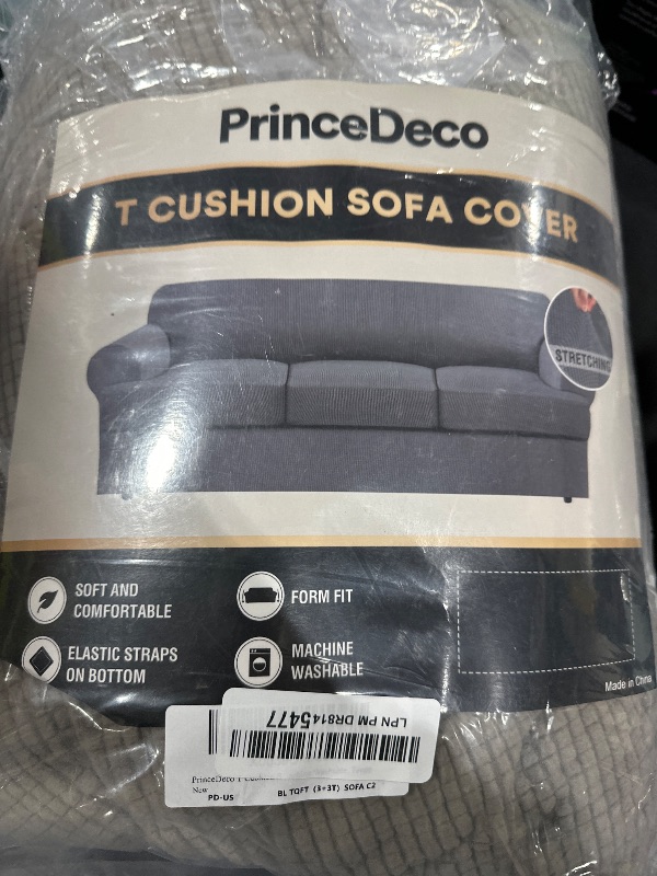 Photo 1 of PrinceDeco T Cushion Sofa Slipcover 4 Pieces Sofa Covers for T Cushion Couch Soft Sofa Slip Covers Furniture Protector with 3 Individual T Shape Seat Covers Width Up to 90 Inch, Taupe