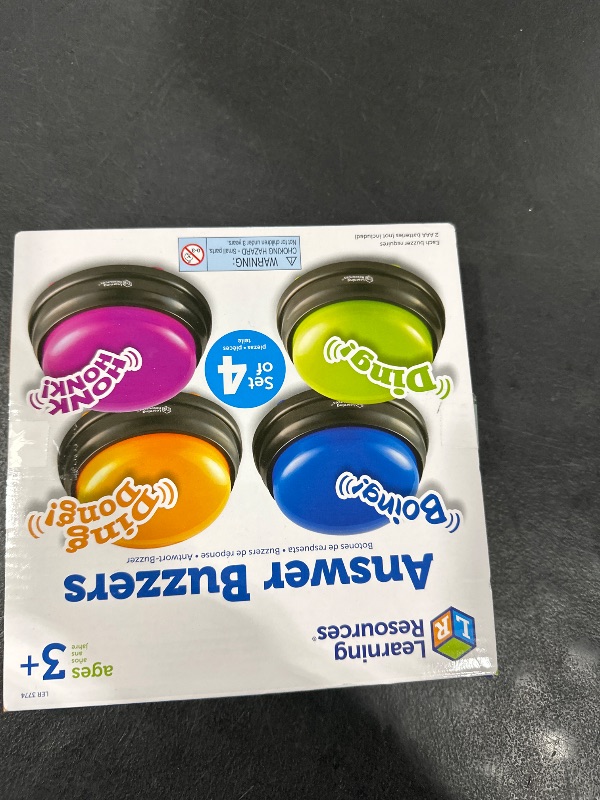 Photo 1 of Learning Resources Answer Buzzers - Set of 4, Ages 3+, Assorted Colored Buzzers, Game Show Buzzers, Perfect for Family Game and Trivia Nights, for Kids