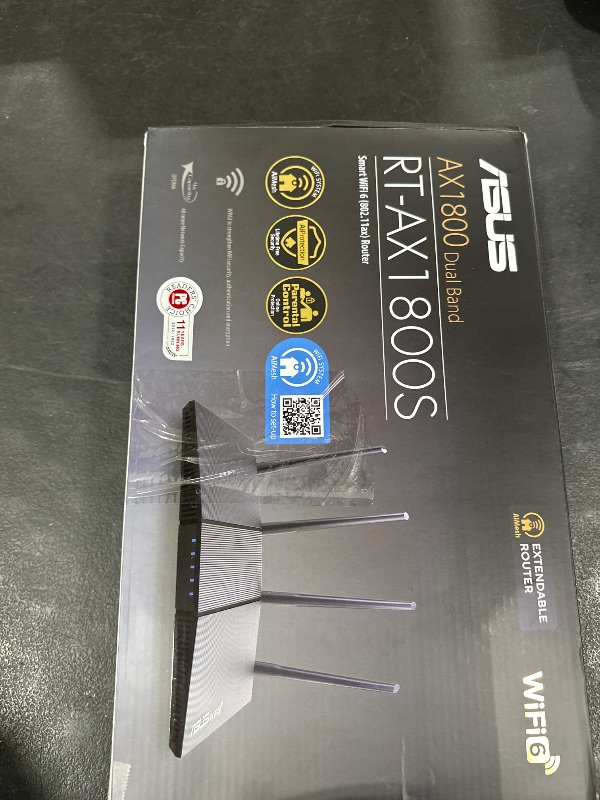 Photo 1 of ASUS RT-AX1800S Dual Band WiFi 6 Extendable Router, Subscription-Free Network Security, Parental Control, Built-in VPN, AiMesh Compatible, Gaming & Streaming, Smart Home
