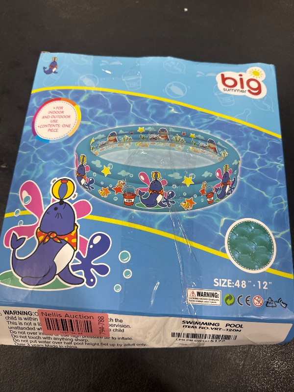Photo 1 of 3 Rings Kiddie Pool for Toddler, 48”X12”?Kids Swimming Pool, Inflatable Baby Ball Pit Pool, Small Infant Pool (Blue)