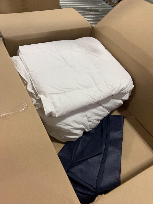 Photo 1 of Serta Goose Feather Down Fiber Cotton Comforter Twin Size - 100% Cotton Duvet Insert - Hotel Luxury Hypoallergenic Bedding Comforter Extra Warmth 68 x 90 Inch White