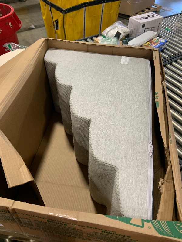 Photo 1 of EHEYCIGA Curved Dog Stairs Ramp for High Beds 22.6" H, 5-Step Dog Steps for Small Dogs and Cats, Pet Stairs for High Bed Climbing, Non-Slip Balanced Pet Step Indoor, Light Grey