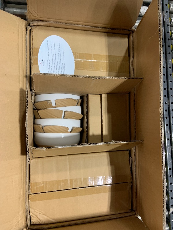 Photo 1 of AmorArc Ceramic Dinnerware Sets for 8, 24 Pieces Handpainted Plates and Bowls Set with Rustic Terracotta Underside, Scratch Resistant Stoneware Dishes Set, Dishwasher & Microwave Safe, White