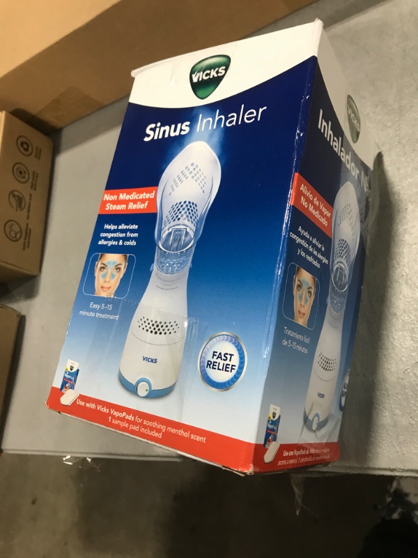 Photo 1 of Vicks Sinus Inhaler - Non-Medicated Steam Relief for Allergies, Congestion, Cough & Colds, Facial Steamer, Soothes Nasal & Throat Passages, Use with VapoPads (1 Included), FSA & HSA Eligible