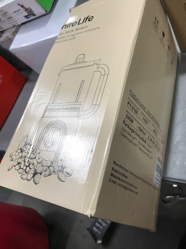 Photo 1 of IntreLife 40 oz Nut Milk Maker Machine with 18700 RPM High Speed, No Soaking Needed 8 in 1 Soy Milk Maker, Plant Based Milk Maker for Almond, Oat, with Delay Start/Keep Warm/Self Cleaning, White