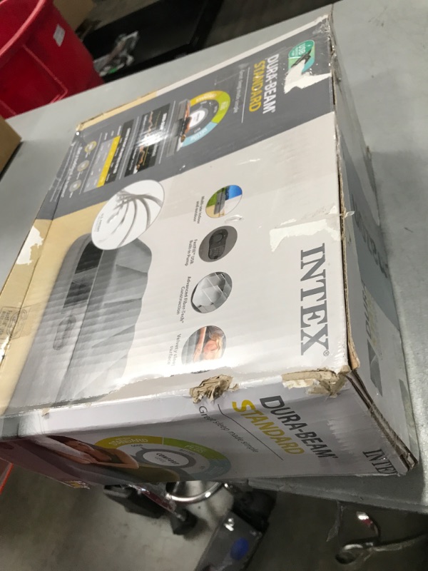 Photo 1 of Intex 64112E Dura-Beam Standard Prestige Air Mattress: Fiber-Tech – Twin Size – Built-in USB Electric Pump – 12in Bed Height – 300lb Weight Capacity