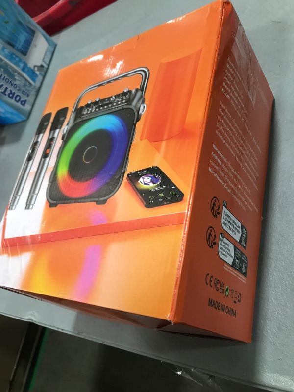 Photo 1 of Karaoke Machine, Portable Bluetooth Speaker with 2 Wireless Microphones for Adults & Kids with Lights, Karaoke Microphone with PA System Supports USB/TF/REC/FM/AUX for Home Party