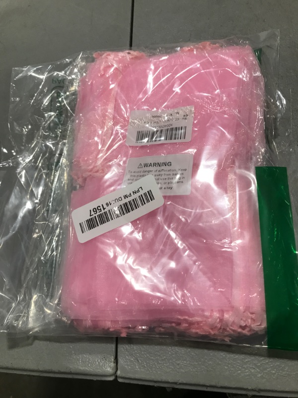 Photo 1 of 100 Pcs 3x5 inches Gift Wrap Bags Pink, Organza Sheer See Through Fabric, Drawstring Satin Ribbon Pouches for Baby Shower Favor, Party Wedding Favors Decoration, Card Deck, Jewelery, Boys Holiday Gift