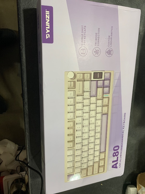 Photo 1 of YUNZII AL80 Wireless Mechanical Keyboard,Full Aluminum CNC, Smart LCD Display,Hot Swappable Gasket Mount 75% Layout with Knob,BT/2.4G/USB-C,QMK/VIA Support for Win/Mac (Beige, Gateron Zero Switch)