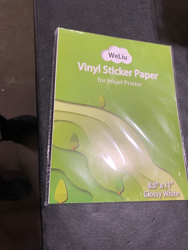 Photo 1 of Weliu Printable Vinyl Sticker Paper for Inkjet Printer - Glossy White - 21 Waterproof Decal Paper Self-Adhesive Sheets 8.5"x11"- Dries Quickly and Holds Ink Beautifully