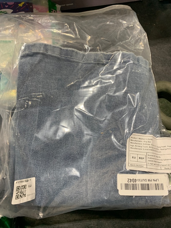 Photo 1 of Size  4 small  AprPith Women Mid Waisted Bootcut Jeans Zip Stretchy Slim Casual Double Button Flare Denim Pants with Distressed Pocket Light Blue
