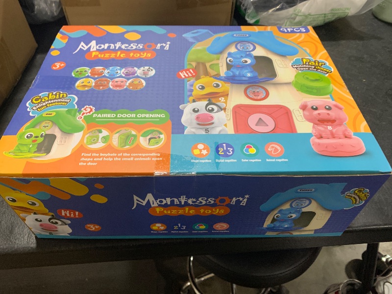 Photo 1 of Montessori Learning Toys for Toddlers 1 2 3 Years Old, Farm Animals and Stacking Barn Set for Baby Boy Girl Birthday, Number Matching, Shape Sorting and Fine Motor Skills Games