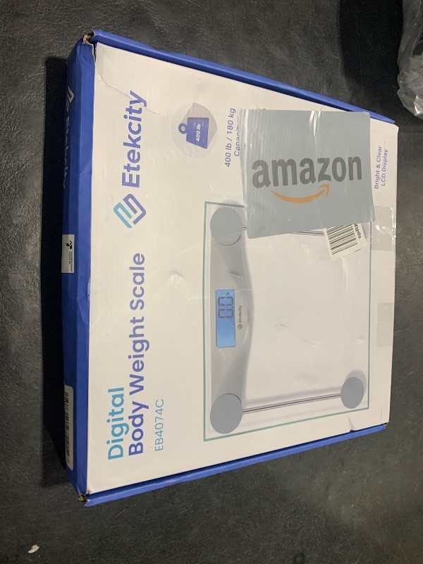 Photo 1 of Etekcity Digital Body Weight Bathroom Scale, Large Blue LCD Backlight Display, High Precision Measurements,6mm Tempered Glass, 400 Pounds