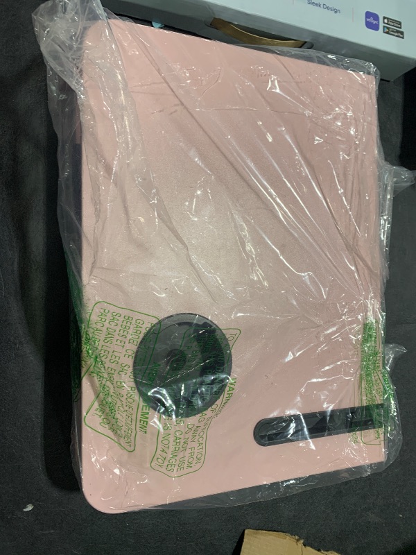 Photo 1 of BUYIFY Portable Foldable Laptop Desk for Bed and Couch, Adjustable Lap Desk with Cup Holder and Phone Holder, Ideal for Working, Reading, Writing, and Breakfast (Pink)