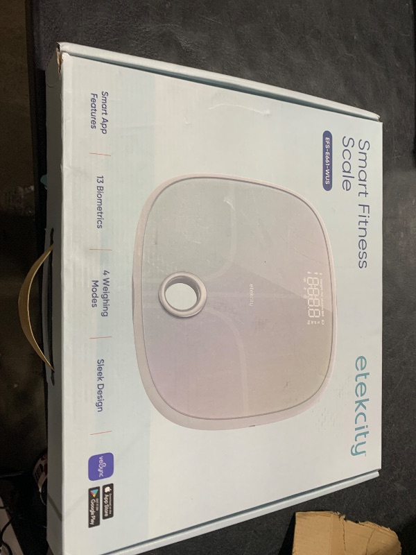 Photo 1 of Etekcity Smart Rechargeable Scale for Body Weight, BMI, Fat, Muscle Mass, FSA HSA Eligible, Digital Bathroom Scale with 13 Metrics, Secret Mode, Bluetooth Connect to Free Apps, Rainbow White
