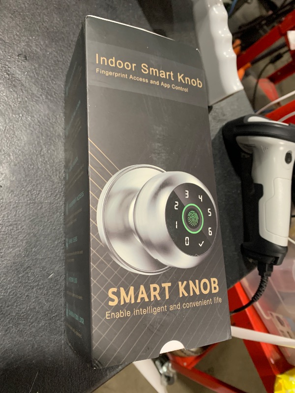 Photo 1 of Fingerprint Door Lock - Fingerprint and Keypad Input Smart Door knob, App Controlled Biometric Door Lock, Keyless Entry, Bedroom, Office, Hotel, Apartment Auto Door knob (Satin Nickel)
