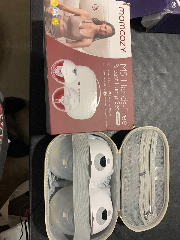 Photo 1 of Momcozy M5 Hands-Free Wearable Breast Pump, Double-Sealed Flange for Baby-Like Comfort, 3 Modes & 9 Suction Levels, Portable Electric Pump – 24mm, 2-Pack Quill Gray