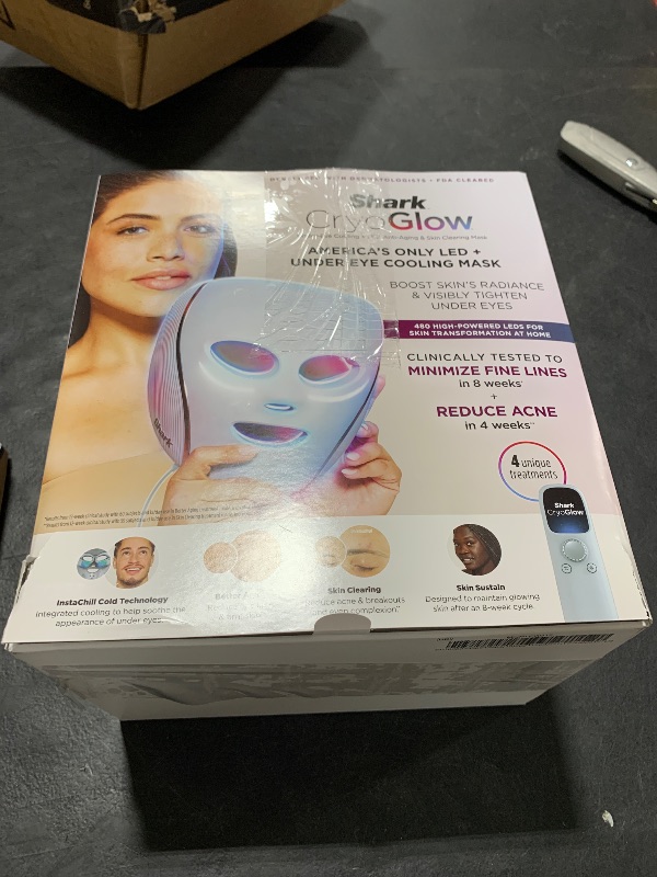 Photo 1 of Shark CryoGlow LED Face Mask (FSA/HSA Eligible*) with Under-Eye Cooling, Anti-Ageing & Blemish Repair, Red & Blue LED, Infrared Light Therapy, USB-C, Remote Control, Storage Bag, Blue Frost, FW312
