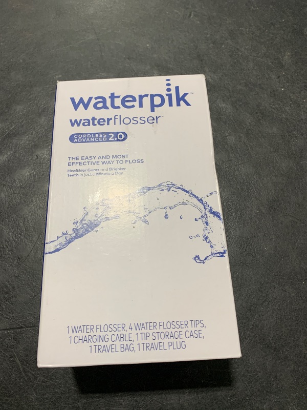 Photo 1 of Waterpik Cordless Advanced 2.0 Water Flosser For Teeth, Gums, Braces, Dental Care With Travel Bag and 4 Tips, ADA Accepted, Rechargeable, Portable, and Waterproof, Blue WP-583, Packaging May Vary