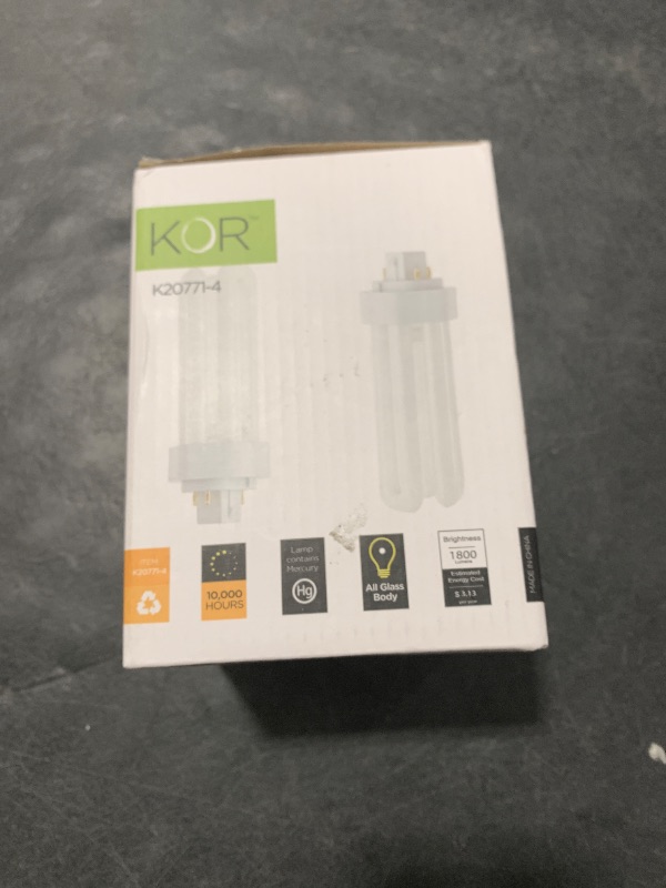 Photo 1 of KOR (Pack of 4) 26 Watt Triple Tube - GX24Q-3 (4 Pin) Base -3500K White - CFL Light Bulb - Replaces Sylvania 20881 CF26DT/E/IN/835 - Philips 268243 PL-T 26W/35/4P/ALTO - GE 97616 F26TBX/835/A/ECO