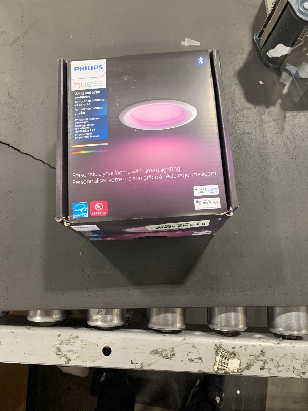 Photo 1 of Philips Hue White and Color Ambiance Extra Bright High Lumen Dimmable LED Smart Retrofit Recessed 4" Downlight Compatible with Amazon Alexa Apple HomeKit and Google Assistant