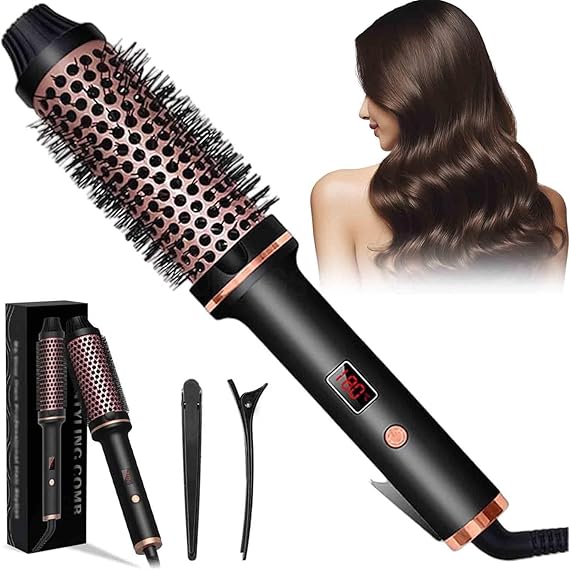 Photo 1 of lUl Beauty Thermal Brush, 3-in-1 Pro Negative Ion Wwo PTC Heaters Thermal Brush, Adjustable Heat for Frizz-Free Waves, Ion Perfect Style in 30 Seconds (Black)
