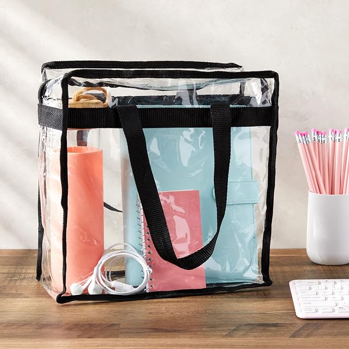Photo 1 of Juvale Clear Stadium Approved Bags - 12x6x12 Large Transparent Tote Bags with Zippers and Handles
