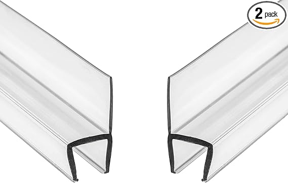 Photo 1 of eatelle Frameless Shower Door Side Seal Strip, Vertical Polycarbonate H-Jamb 180 Degree 78" Long… (2 Pack - 3/8" H Type)