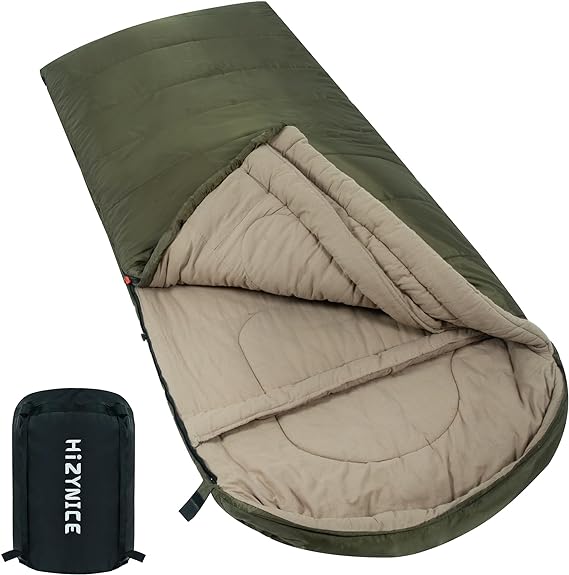 Photo 1 of 0 Degree Sleeping Bag 100% Cotton Flannel XXL for Adults Big and Tall Cold Weather Winter Zero Degree Camping,Free Compression Sack

