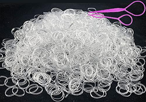 Photo 1 of 2000 PCS Clear Elastic Mini Ponytail Rubbers Ties, Soft Non-Slip Small Hair Accessories for Girls, with 2 PCS Topsy Tail Tools
