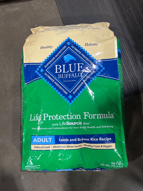 Photo 1 of Blue Buffalo Life Protection Formula Adult Dry Dog Food, Helps Build and Maintain Strong Muscles, Made with Natural Ingredients, Lamb & Brown Rice Recipe, 34-lb. Bag bb 03-23-2026