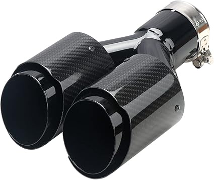 Photo 1 of  Carbon Fiber Exhaust Tip 2.5" Inlet to Dual 3.5" Outlet, High Temperature Resistance 9.8" Long Stainless Steel Tailpipe tip (Black Pipe and Black Shell)