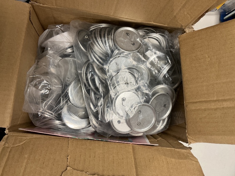 Photo 1 of 500 Sets Metal 32mm(1.25 inch) Blank Button Making Supplies Badge Parts, Round Metal Button Kit for Button Maker Machine, Including Metal Shells Metal Back Cover Clear Film&Blank Paper&Gasket