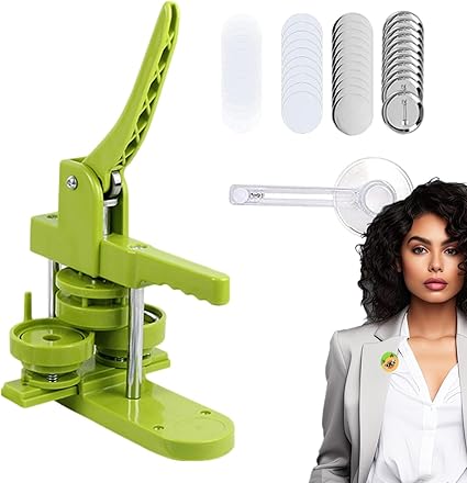 Photo 1 of Button Press Machine, Manual Detachable Pin Maker, Multi Use Installation - Badge Maker, Button Making Kit With 100 Pieces Parts for Pins and Corsages