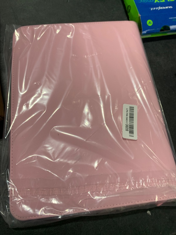 Photo 1 of Fabmaker 9-Pocket PU Cover Zipper Trading Card Collection Album - Sturdy 360 Side-Loading Binder for MTG, TCG, Sports Cards (Pink)