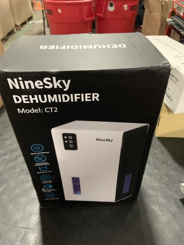 Photo 1 of NineSky Dehumidifier for Home, 95 OZ Water Tank, (1000 sq.ft) Dehumidifiers for Bathroom Bedroom Basement with Auto Shut Off,7 Colors LED Light(White)
